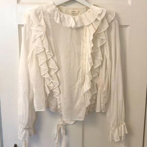 Doen white ruffle blouse